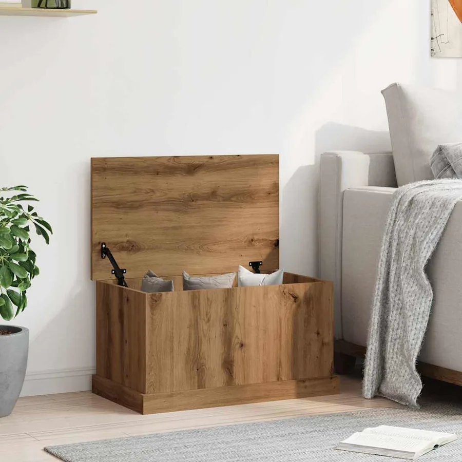Boîtes de rangement chêne artisanal 70x40x38 cm bois ingénierie