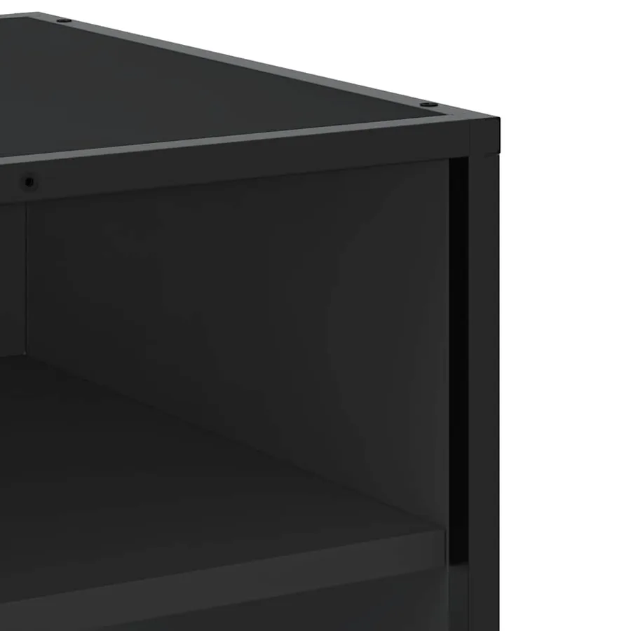 Meuble TV noir 61x40x46 cm bois d'ingénierie et métal - 7