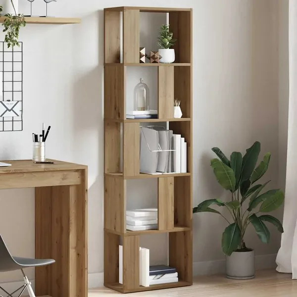 Bibliothèque chêne artisanal 45x24x159 cm bois d'ingénierie