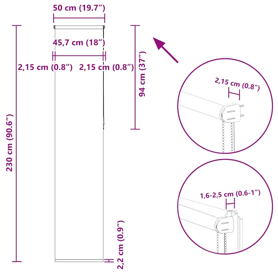 Store enrouleur occultant largeur du tissu 45,7 cm polyester - 18