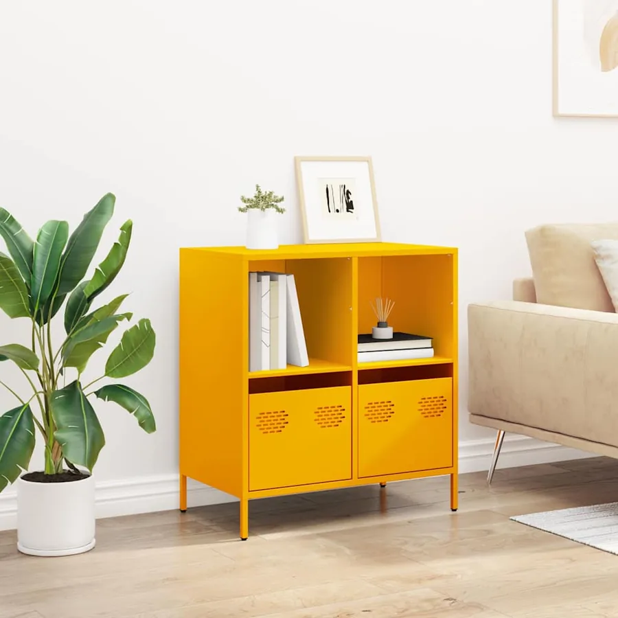 Buffet jaune moutarde 68x39x73,5 cm acier laminé à froid - 3