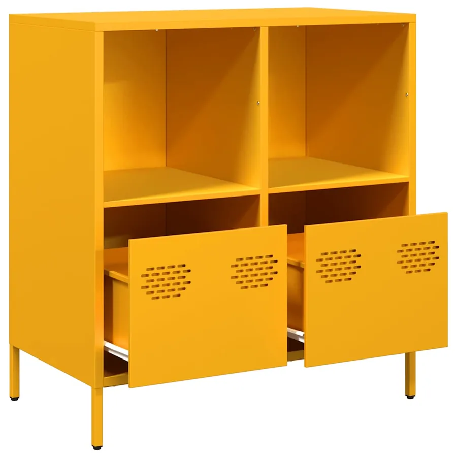 Buffet jaune moutarde 68x39x73,5 cm acier laminé à froid - 5