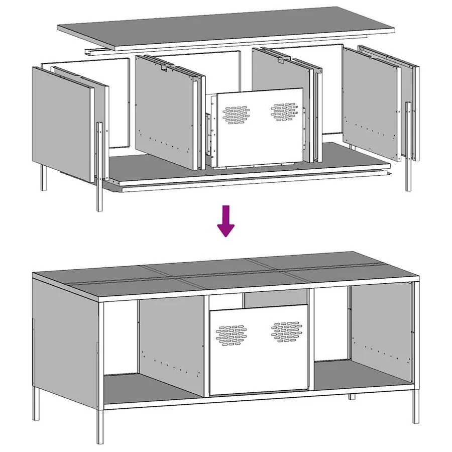 Table basse blanc 101,5x50x43,5 cm acier laminé à froid - 8