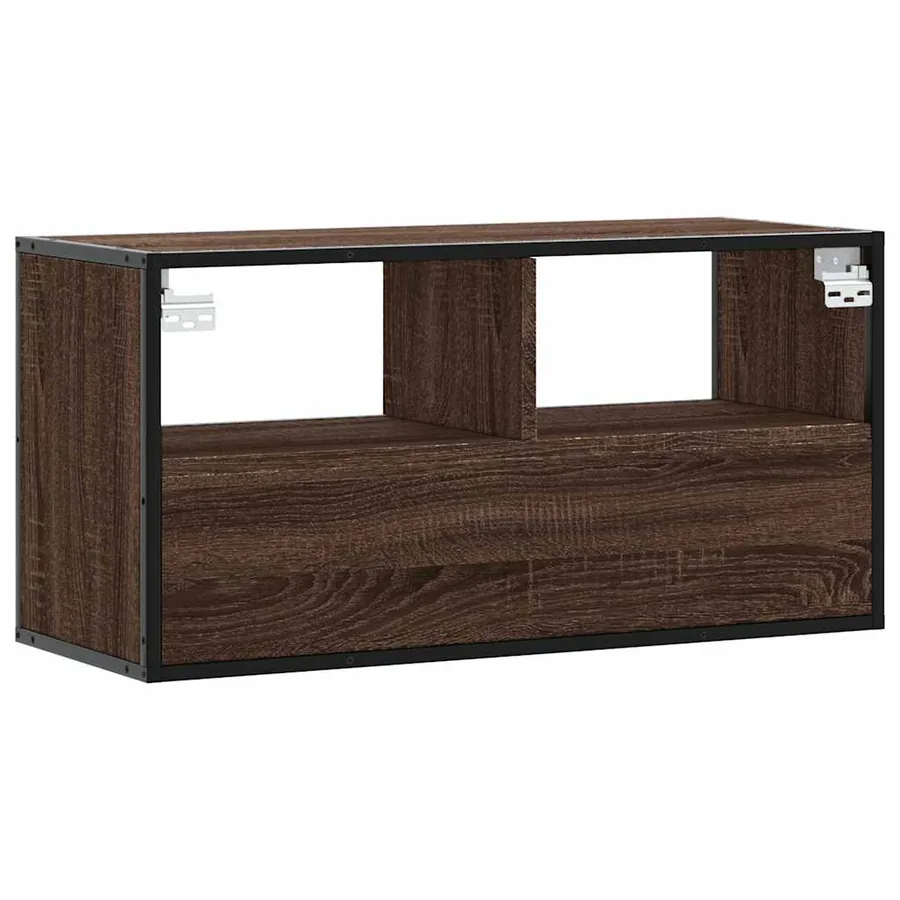 Meuble TV chêne marron 80x31x39,5 cm bois d'ingénierie et métal - 6