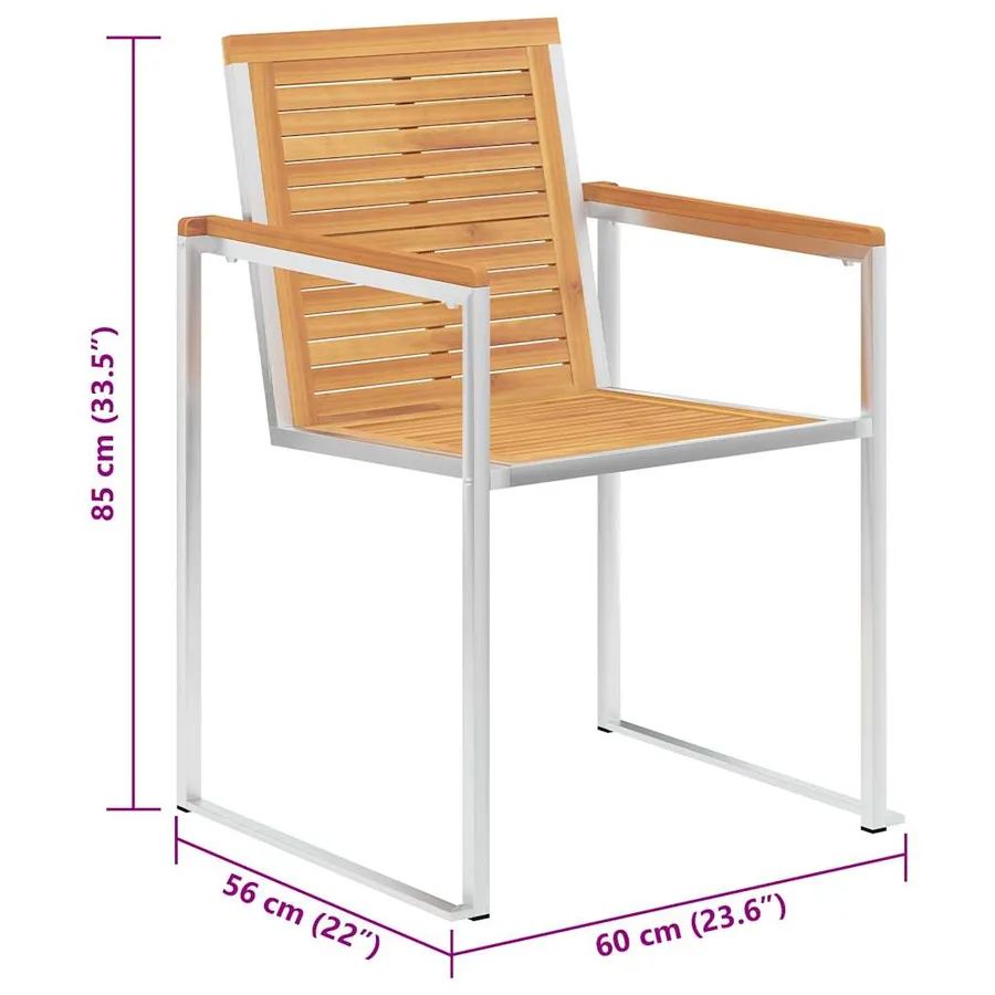 Chaises de jardin avec coussins lot de 2 Teck solide et acier - 11