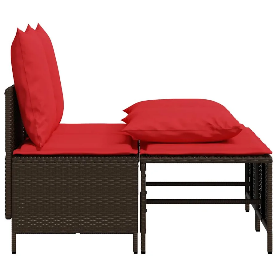 Ensemble de canapé de jardin 4 pcs avec coussins marron résine tressée - 4