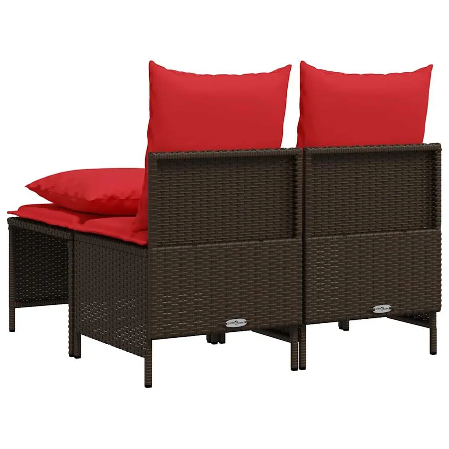 Ensemble de canapé de jardin 4 pcs avec coussins marron résine tressée - 5