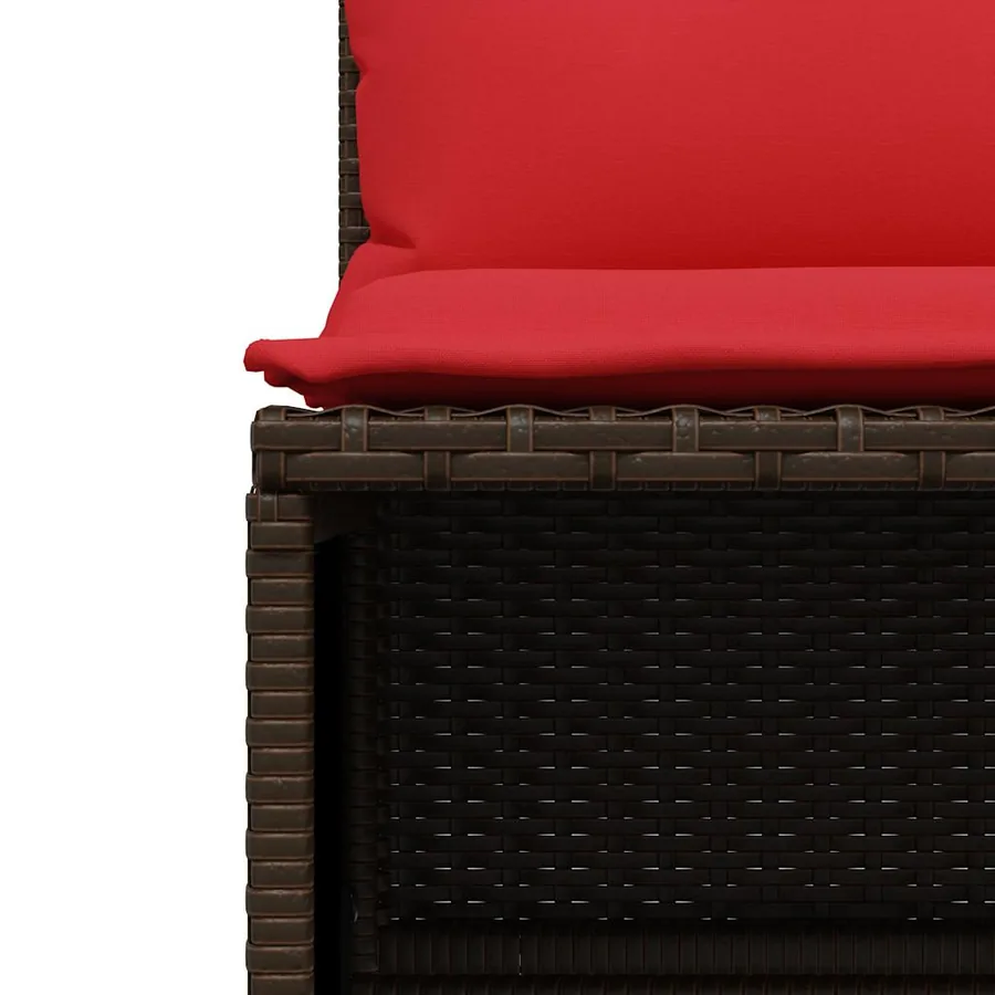 Ensemble de canapé de jardin 4 pcs avec coussins marron résine tressée - 6