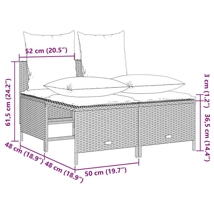 Ensemble de canapé de jardin 4 pcs avec coussins marron résine tressée - 7