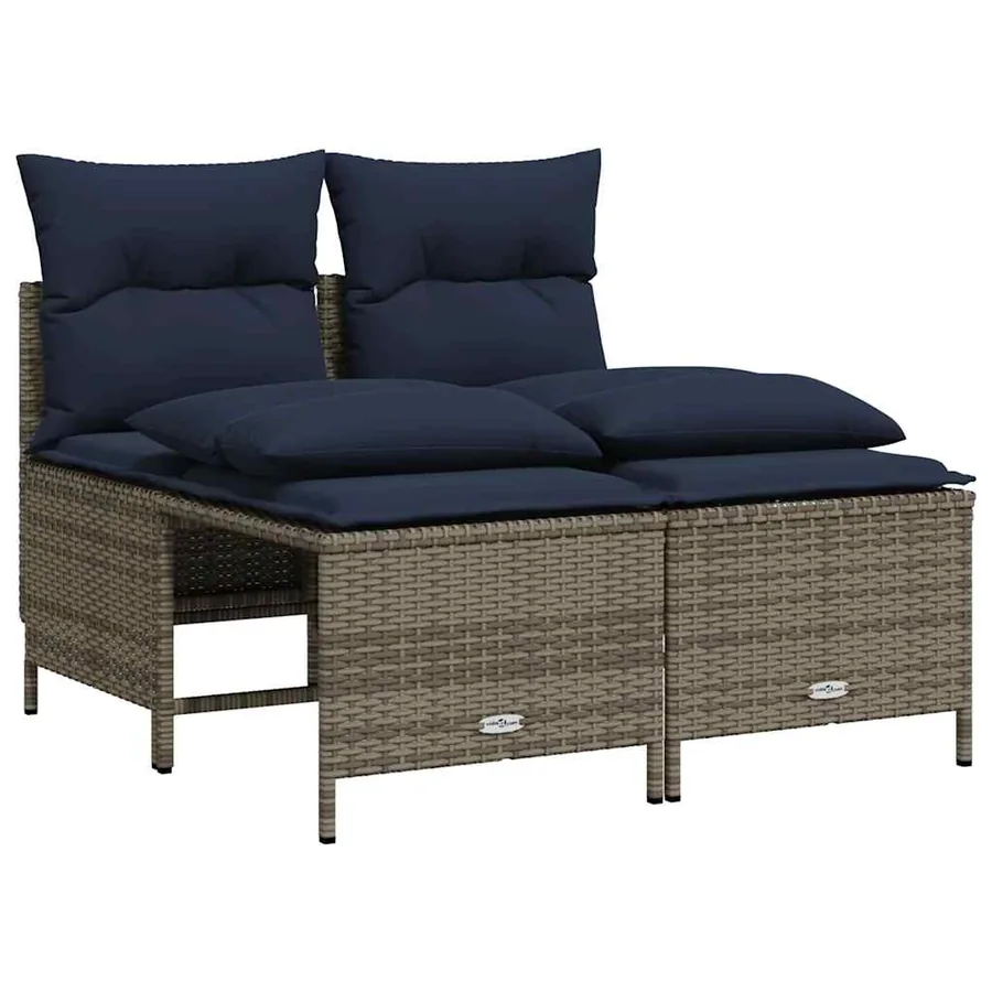 Ensemble de canapé de jardin 4 pcs avec coussins gris résine tressée - 2