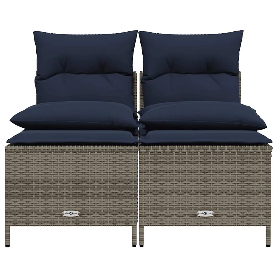 Ensemble de canapé de jardin 4 pcs avec coussins gris résine tressée - 3