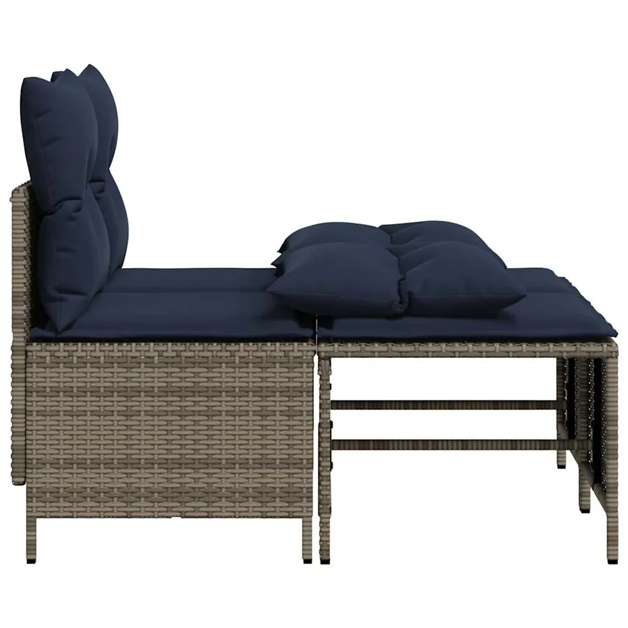 Ensemble de canapé de jardin 4 pcs avec coussins gris résine tressée - 4