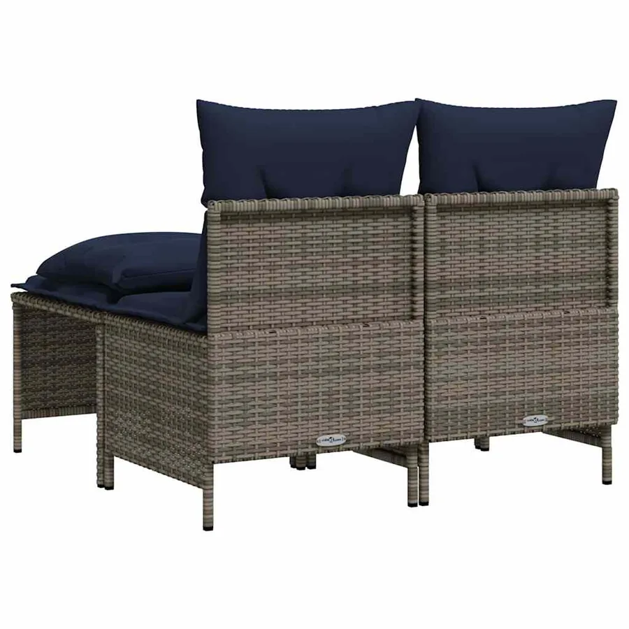 Ensemble de canapé de jardin 4 pcs avec coussins gris résine tressée - 5
