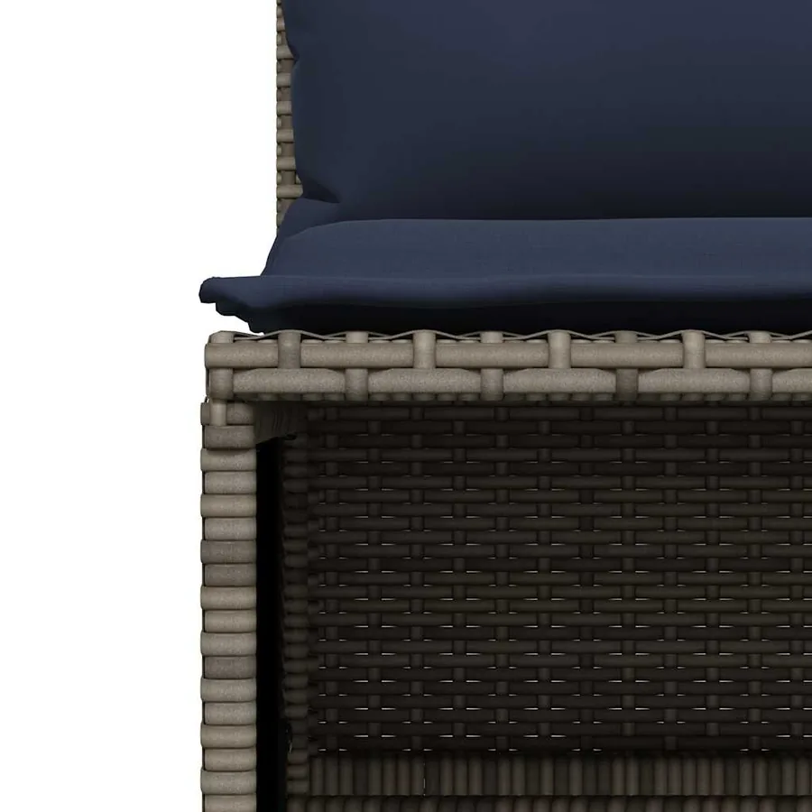 Ensemble de canapé de jardin 4 pcs avec coussins gris résine tressée - 6