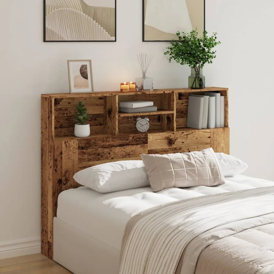 Armoire de tête de lit vieux bois 140x19x103,5 cm - 3