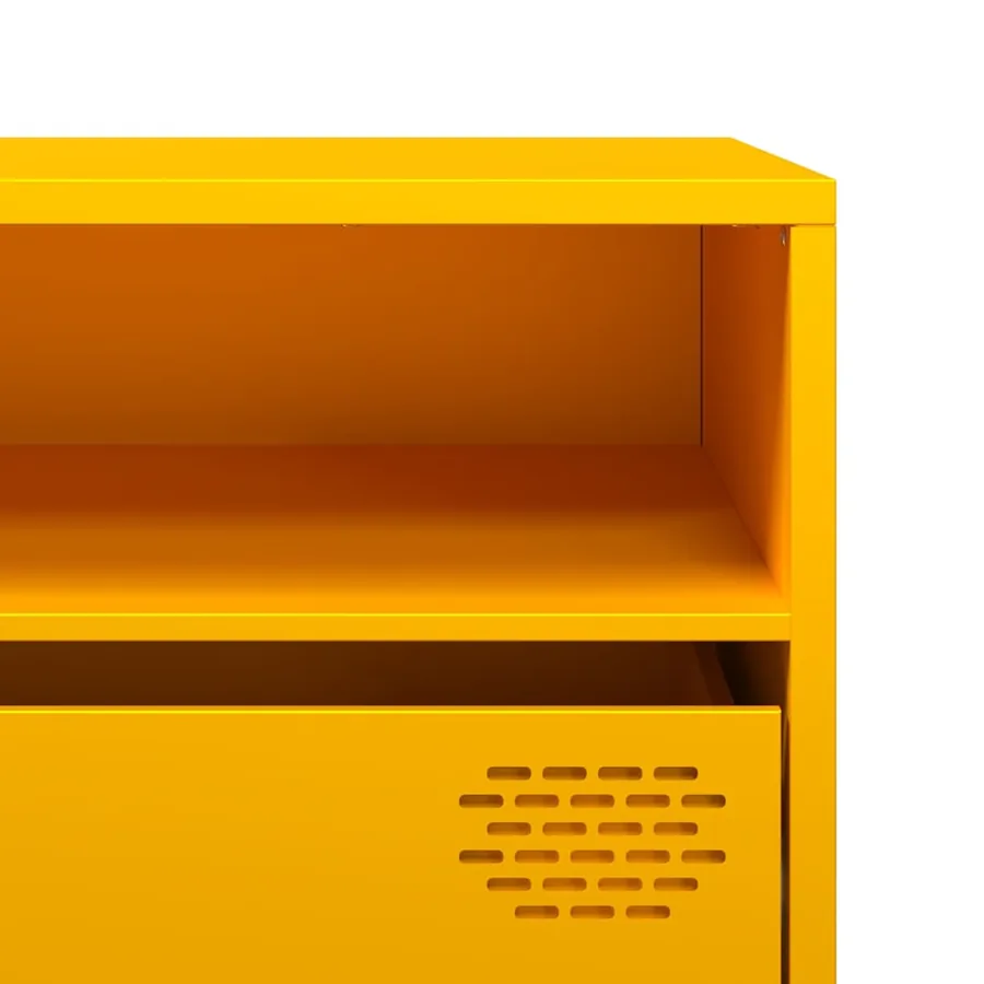 Meuble TV jaune moutarde 202x39x43,5 cm acier laminé à froid - 10