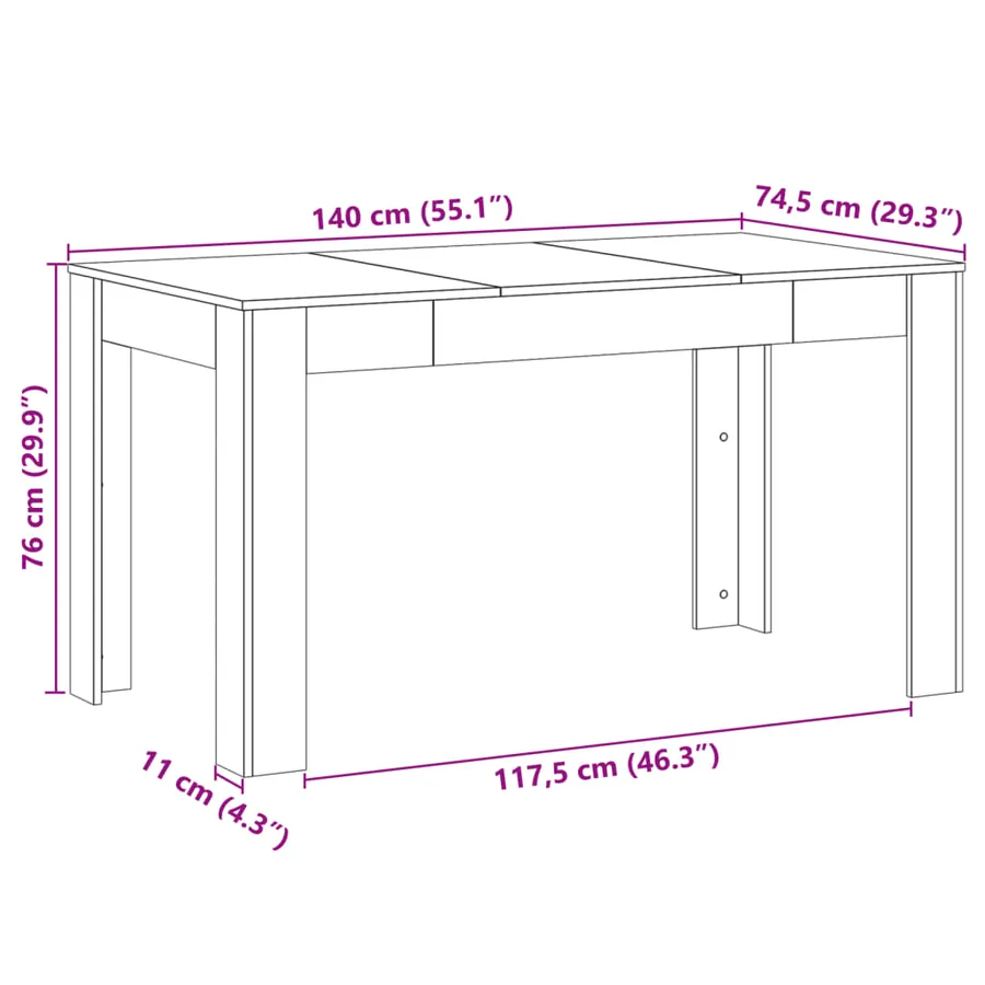 Table à manger vieux bois 140x74,5x76 cm bois d'ingénierie - 10