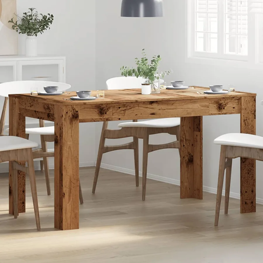Table à manger vieux bois 140x74,5x76 cm bois d'ingénierie - 4