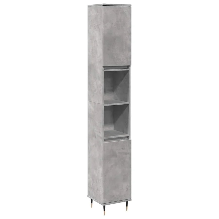 Ensemble de meubles de salle de bain 3 pcs gris béton - 4