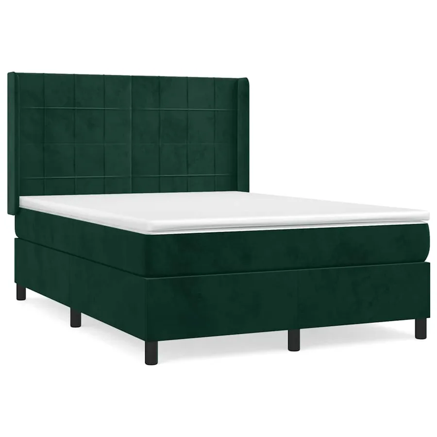 Sommier à lattes de lit et matelas Vert foncé 140x190cm Velours - 2