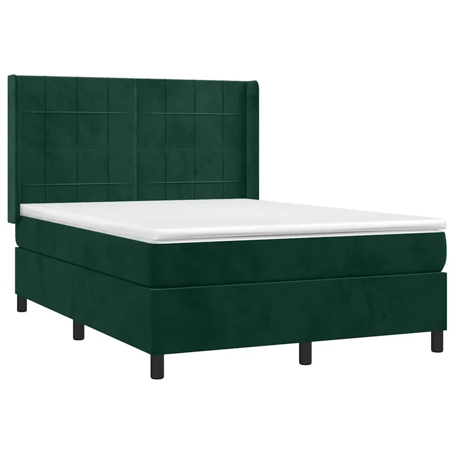 Sommier à lattes de lit et matelas Vert foncé 140x190cm Velours - 3