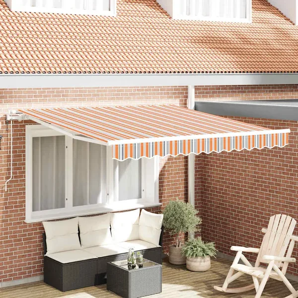 Auvent rétractable Multicolore 350 x 250 cm Tissu et Aluminium
