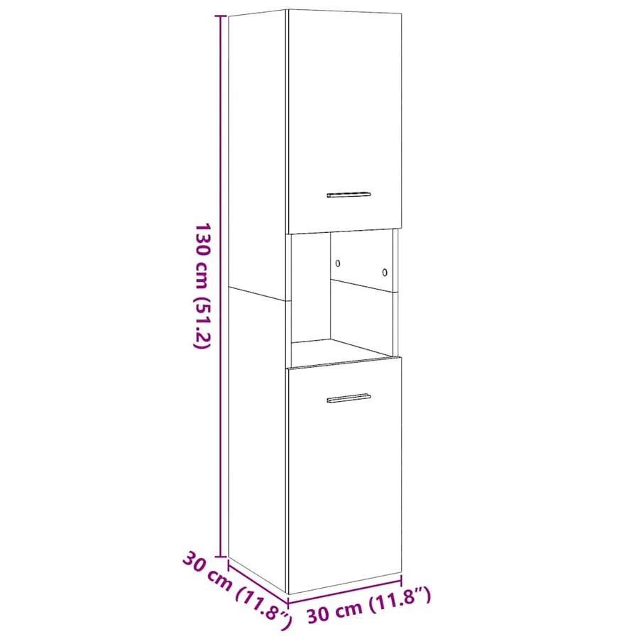 Armoire de salle de bain suspendue chêne artisanal 30x30x130 cm - 12