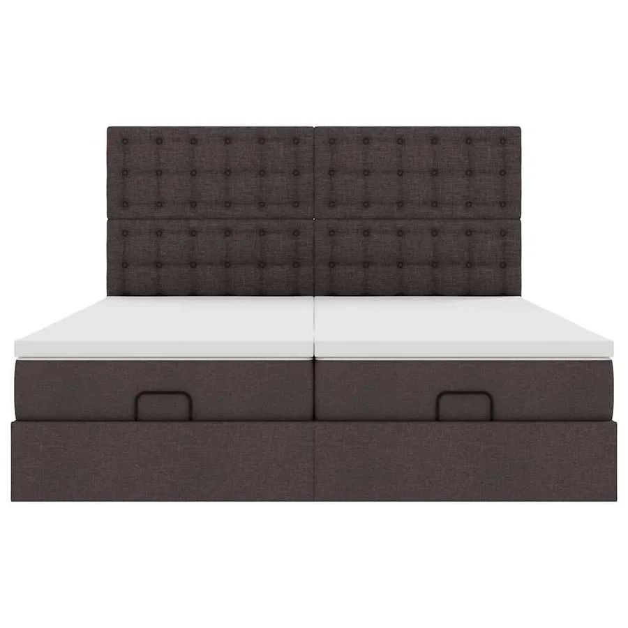 Cadre de lit ottoman avec matelas marron foncé 180x200 cm tissu - 8