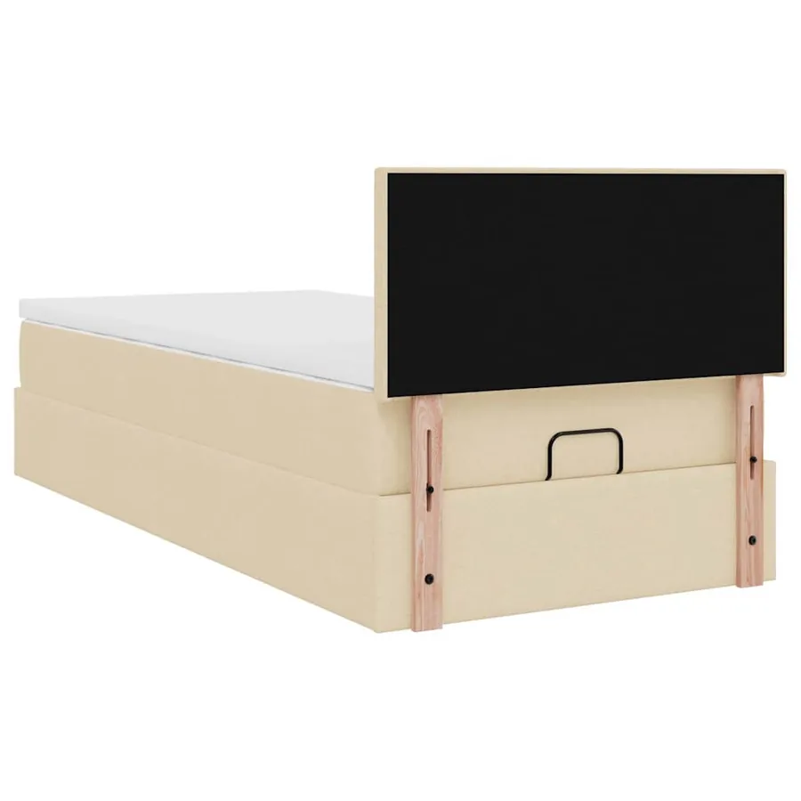 Lit ottoman avec matelas crème 90x200 cm tissu - 11