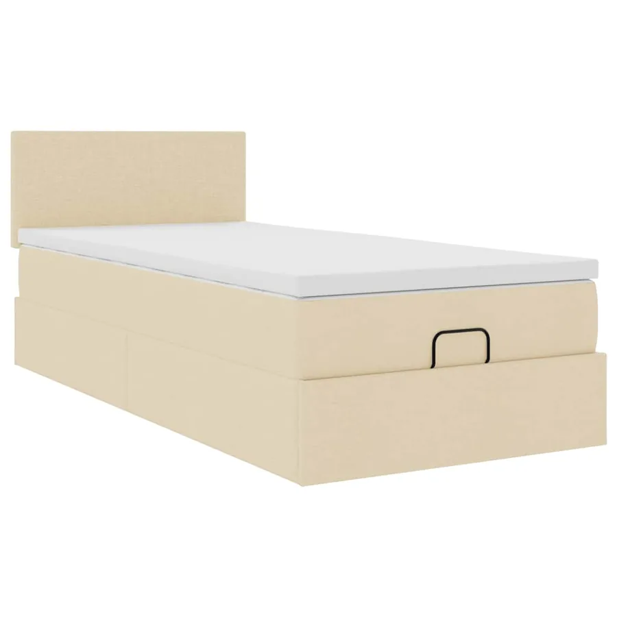 Lit ottoman avec matelas crème 90x200 cm tissu - 6