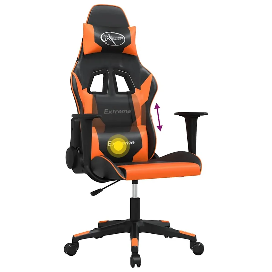 Chaise de jeu de massage Noir et orange Similicuir - 5