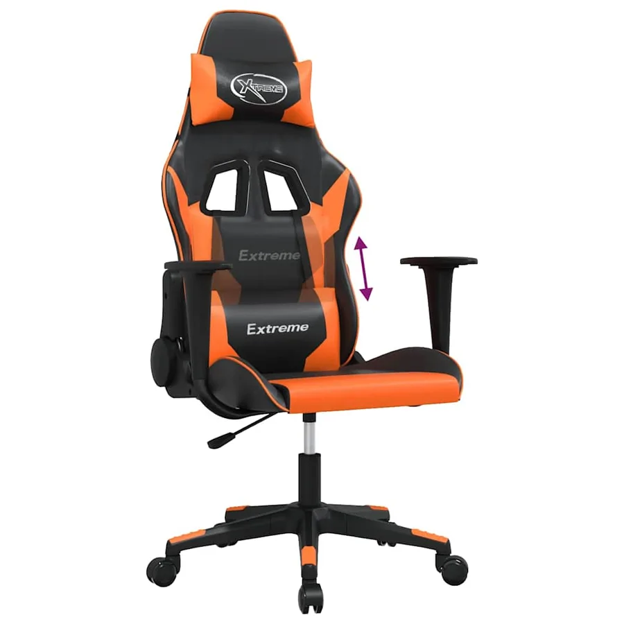 Chaise de jeu de massage Noir et orange Similicuir - 6