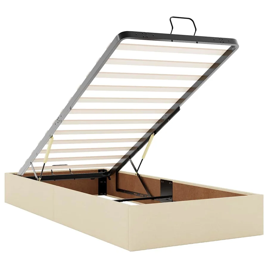 Cadre de lit ottoman sans matelas crème 90x200 cm tissu - 10