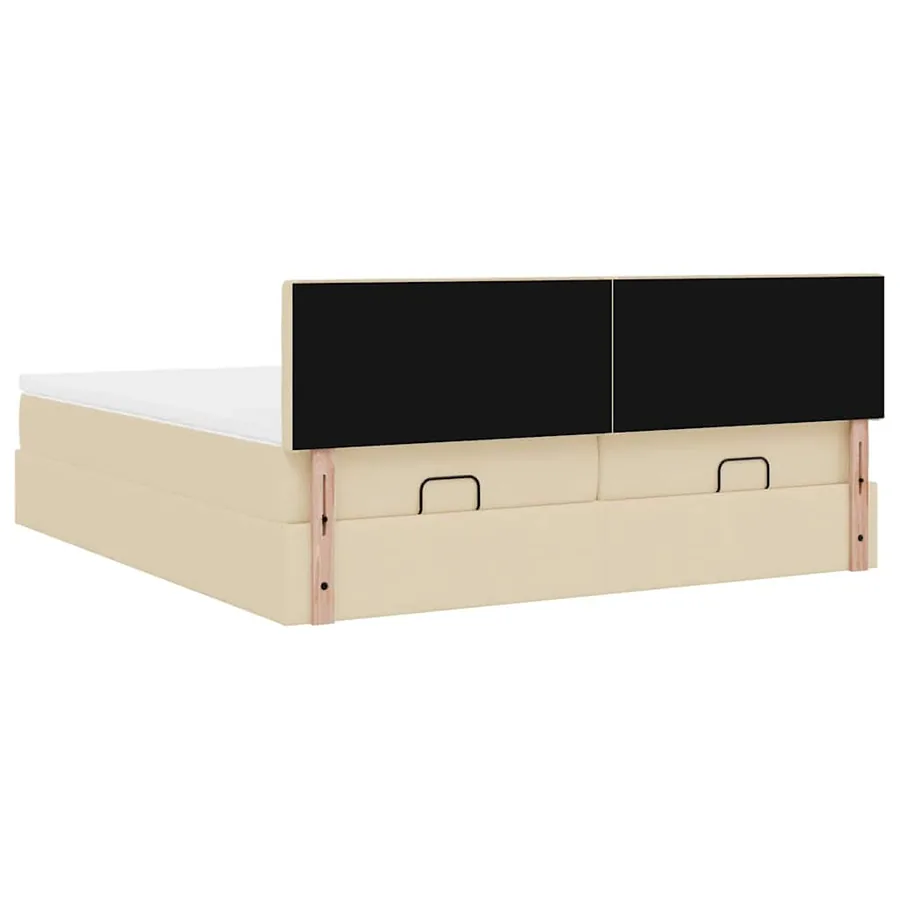 Cadre de lit ottoman avec matelas crème 180x200 cm tissu - 11