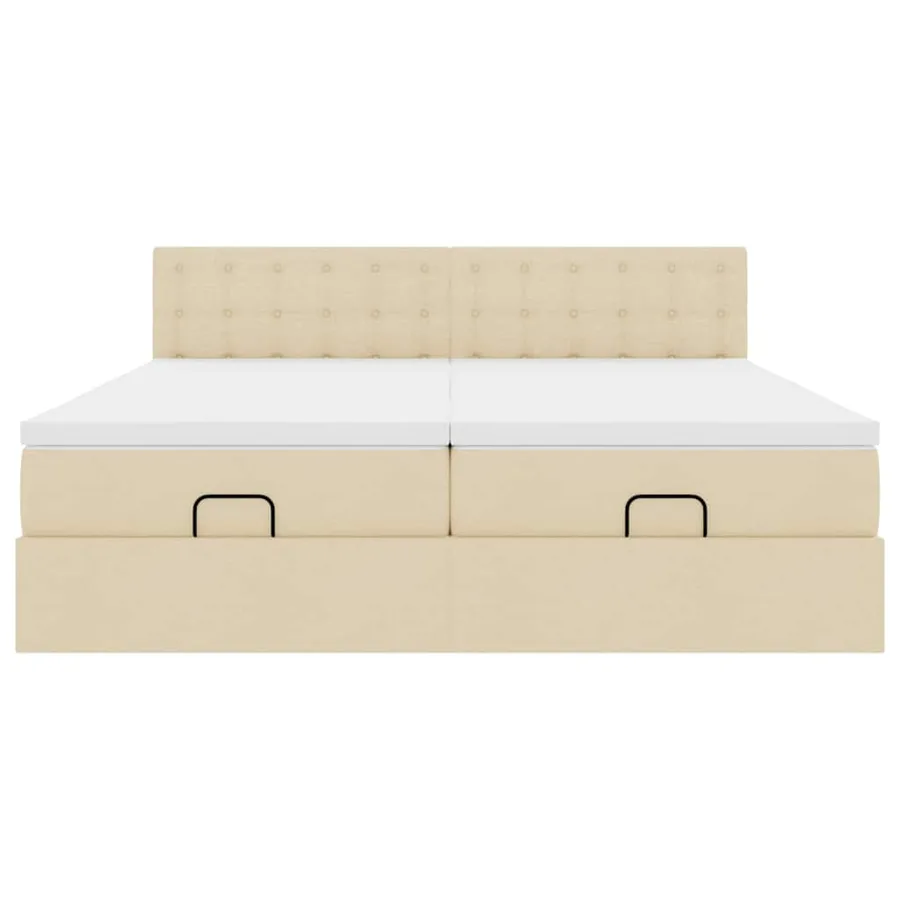 Cadre de lit ottoman avec matelas crème 180x200 cm tissu - 7