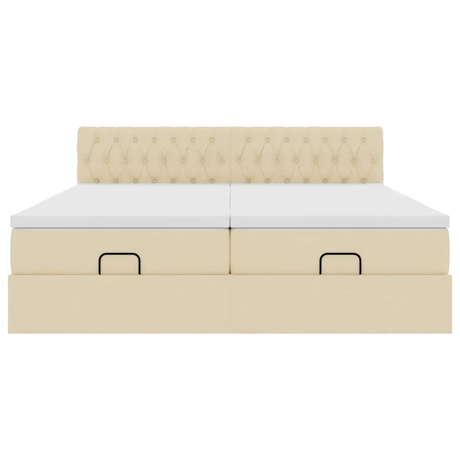 Cadre de lit ottoman avec matelas crème 180x200 cm tissu - 7