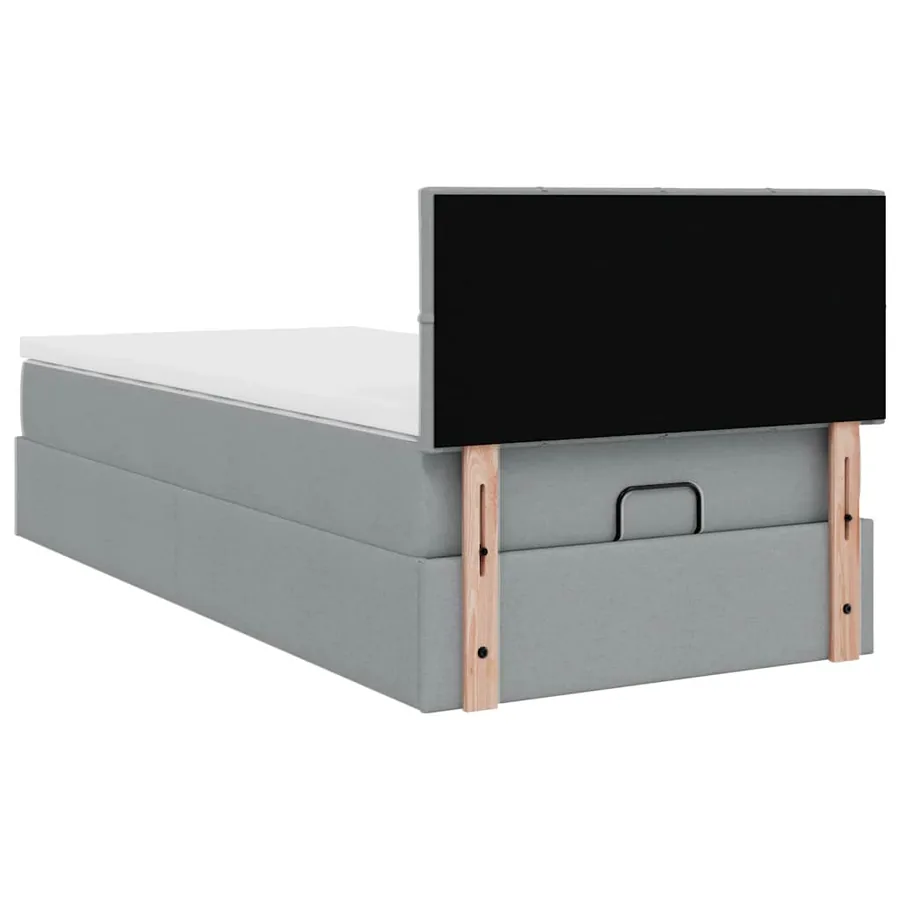 Lit ottoman avec matelas gris clair 100x200 cm tissu - 11