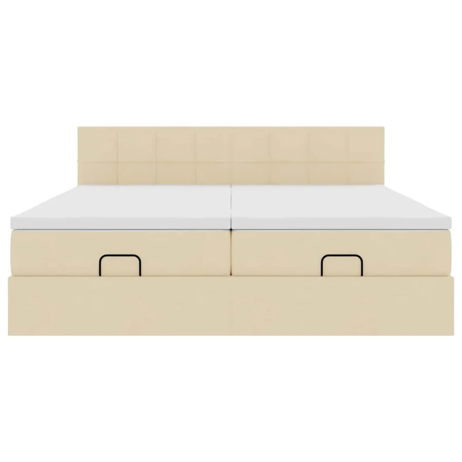 Cadre de lit ottoman avec matelas crème 180x200 cm tissu - 8