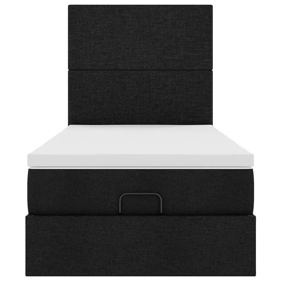 Lit ottoman avec matelas noir 90x200 cm tissu - 7
