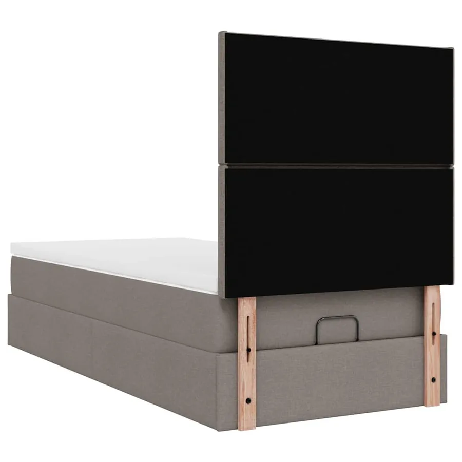 Lit ottoman avec matelas taupe 90x200 cm tissu - 11