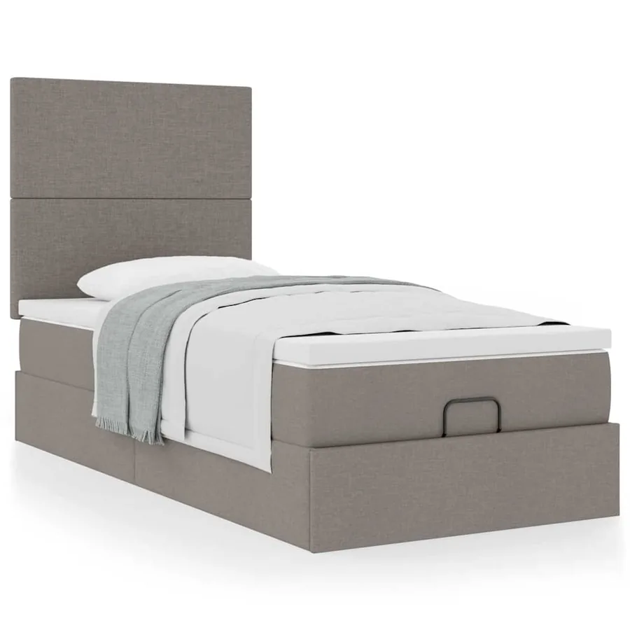 Lit ottoman avec matelas taupe 90x200 cm tissu - 4