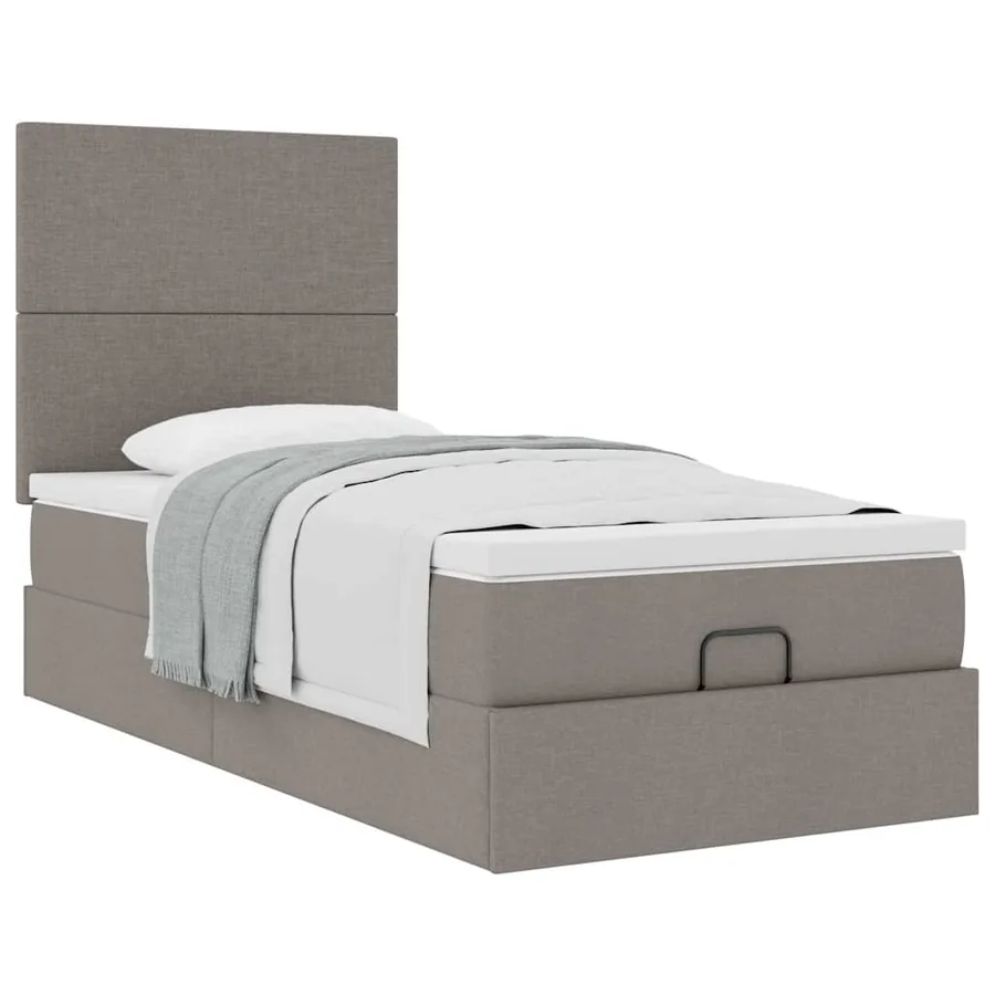 Lit ottoman avec matelas taupe 90x200 cm tissu - 5