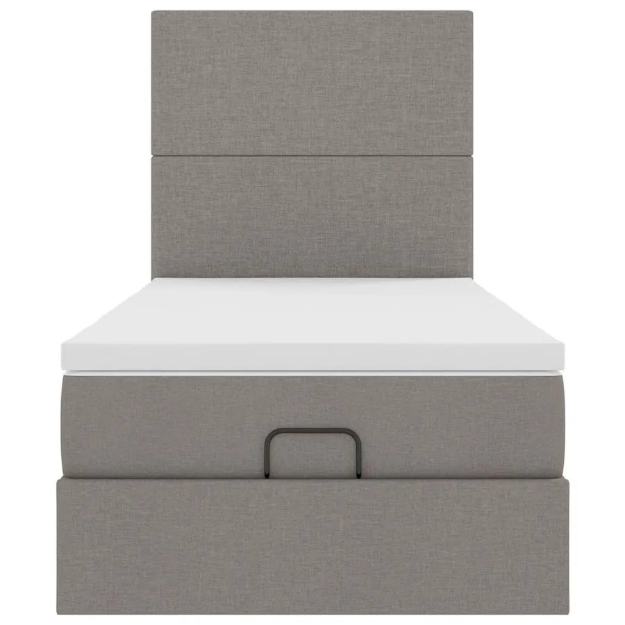 Lit ottoman avec matelas taupe 90x200 cm tissu - 7