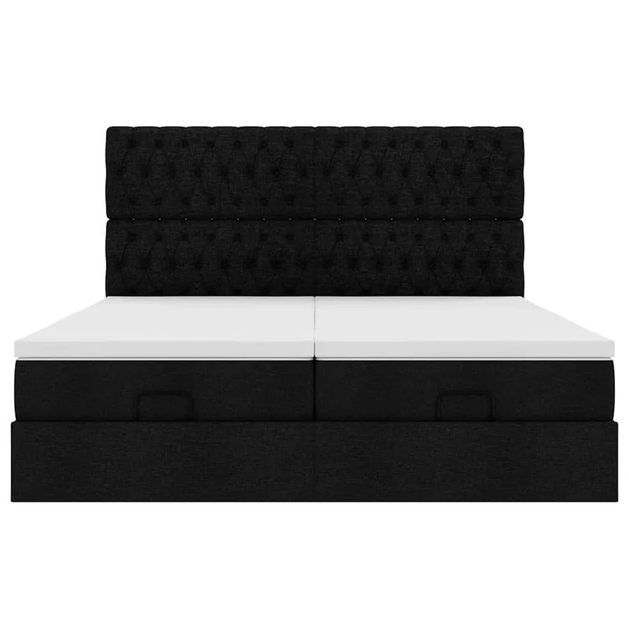 Cadre de lit ottoman avec matelas noir 180x200cm tissu - 7