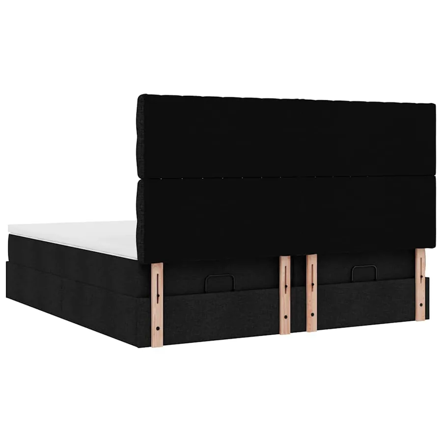 Cadre de lit ottoman avec matelas noir 180x200cm tissu - 9