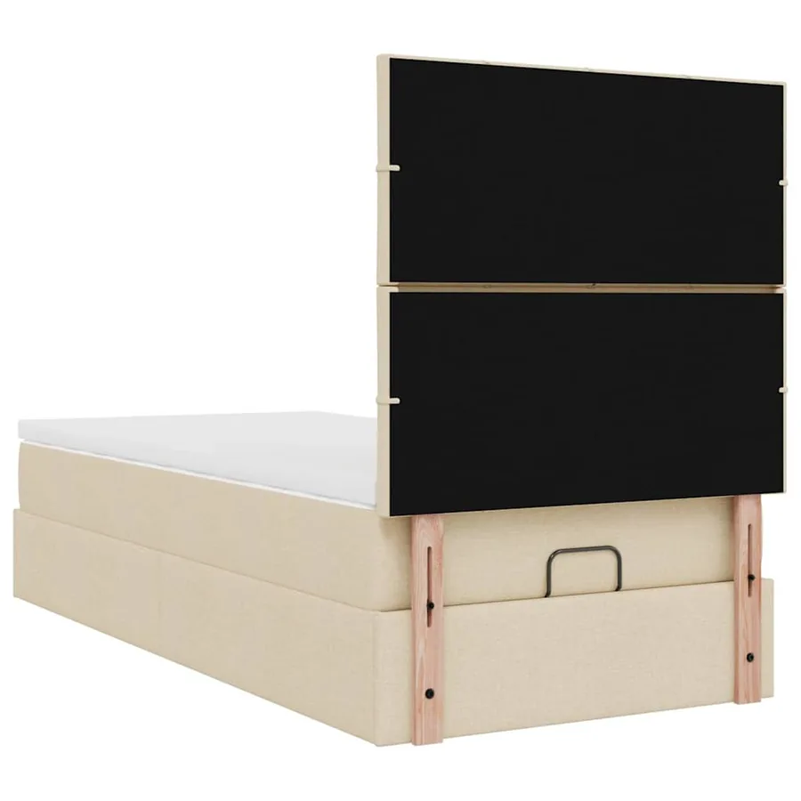 Lit ottoman avec matelas et LED crème 90x200 cm tissu - 12