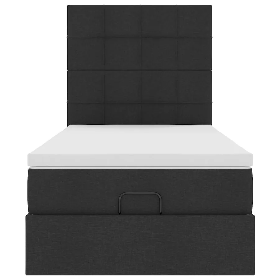 Lit ottoman avec matelas noir 90x200 cm tissu - 7