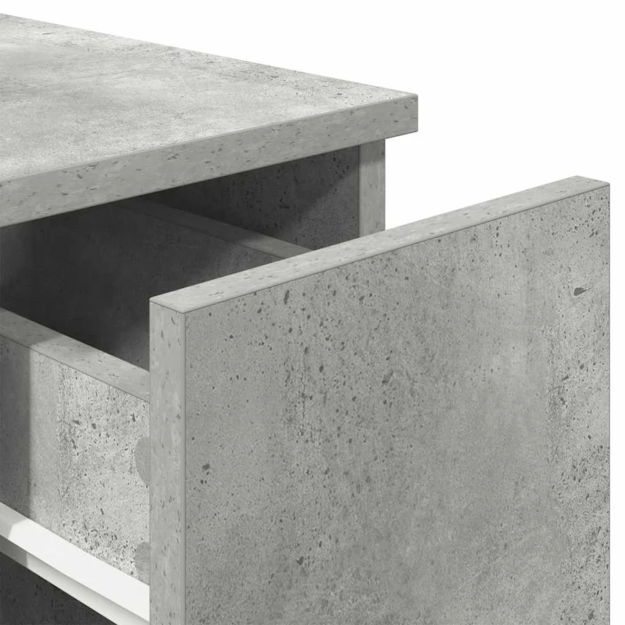 Table de chevet avec tiroir gris béton 20x36x60 cm - 8