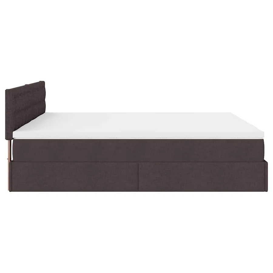 Cadre de lit ottoman avec matelas marron foncé 180x200 cm tissu - 11