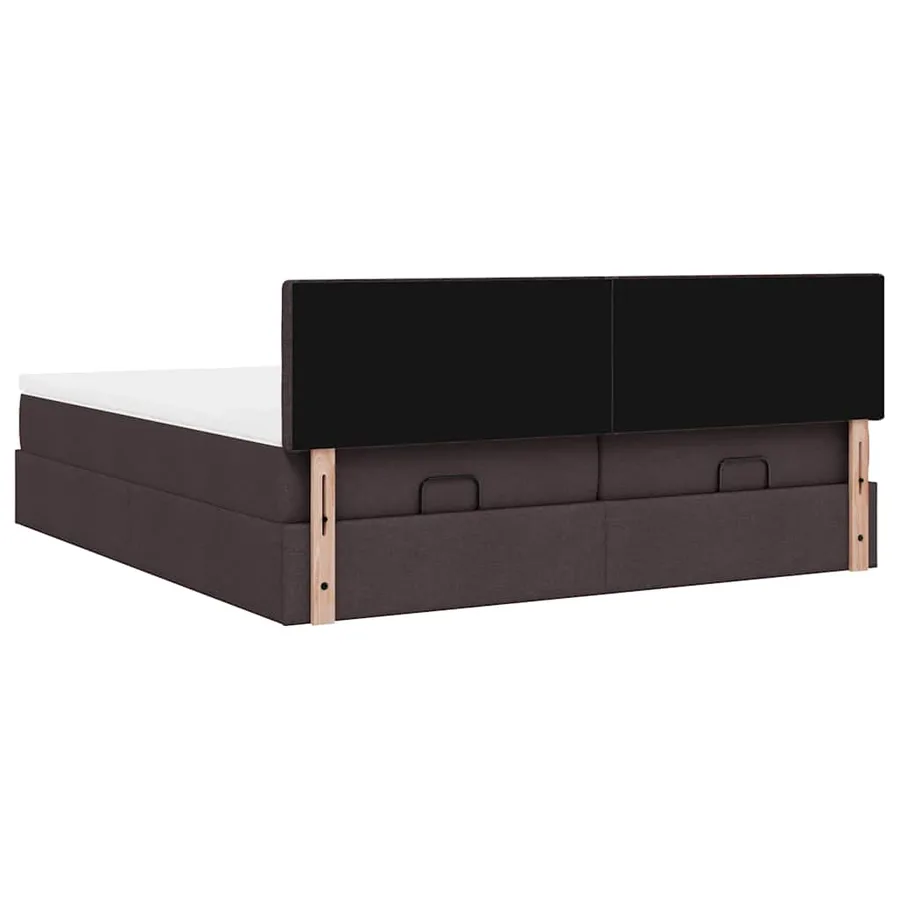 Cadre de lit ottoman avec matelas marron foncé 180x200 cm tissu - 12